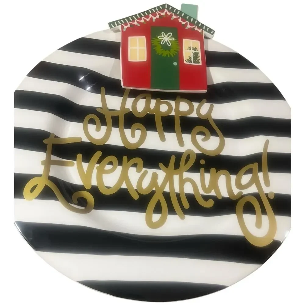 Happy Everything Black and White Stripe 17